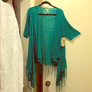 One World Green Lace Sweater